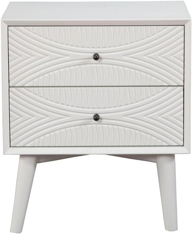 Alpine Furniture Tranquility 2 Drawer Nightstand, 22" W X 16" D X 26" H, white