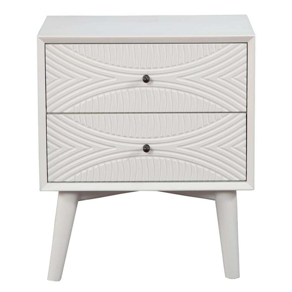 Alpine Furniture Tranquility 2 Drawer Nightstand, 22" W X 16" D X 26" H, white