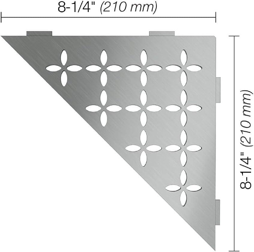 Floral Brushed Stainless Steel Triangular Corner Shower Shelf