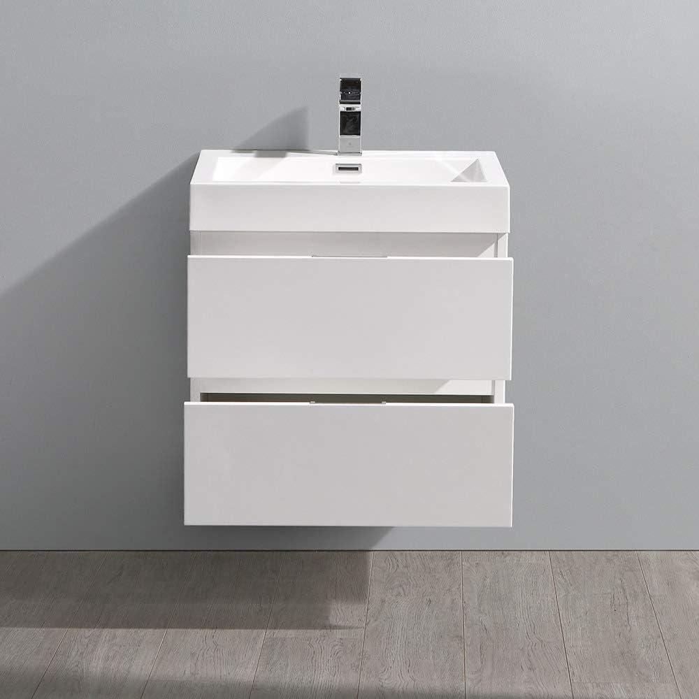 Fresca Valencia 24" Modern Wood and Resin Bathroom Vanity in Glossy White