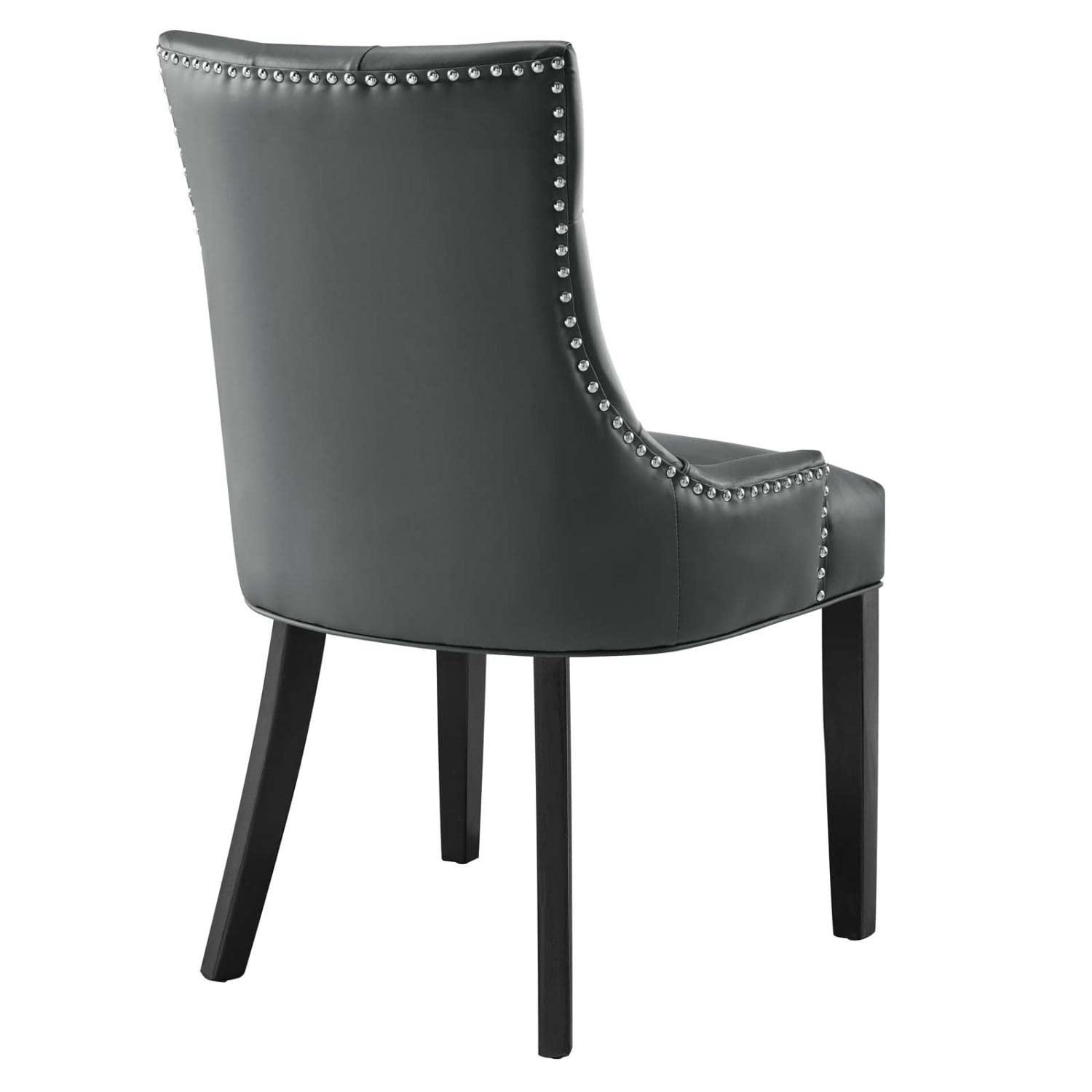 Modway Regent Vinyl Dining Chair Black: Upholstered, Wood Frame, Spot Clean, No Tools Assembly