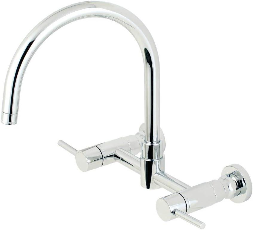 Kingston Brass Concord Double-Handle 2-Hole Wall-Mount Bridge Kitchen Faucet