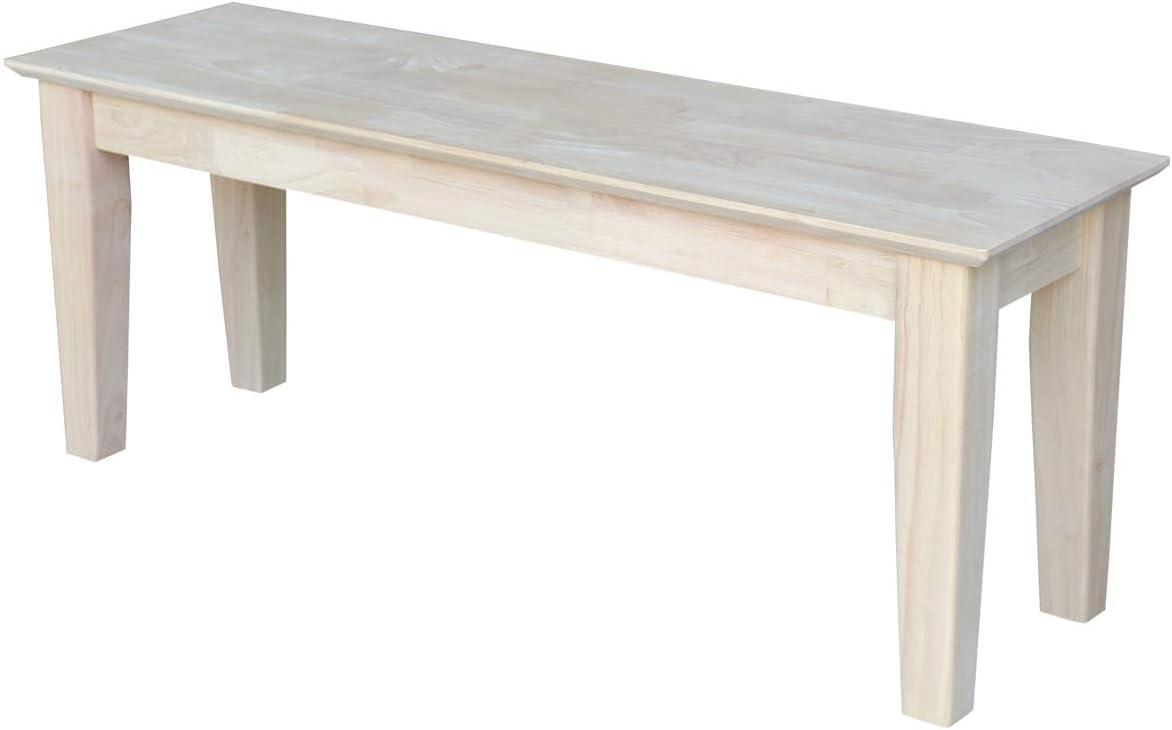 Farmhouse Bench - Unfinished - International Concepts: Hardwood Rectangular Seat for Dining & Bedroom, Seats 2