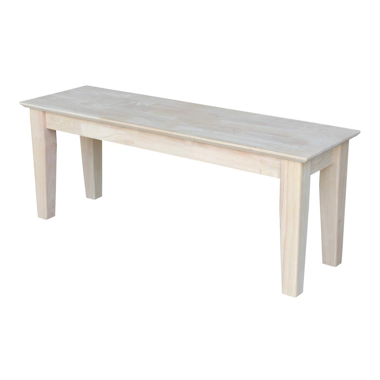 Farmhouse Bench - Unfinished - International Concepts: Hardwood Rectangular Seat for Dining & Bedroom, Seats 2