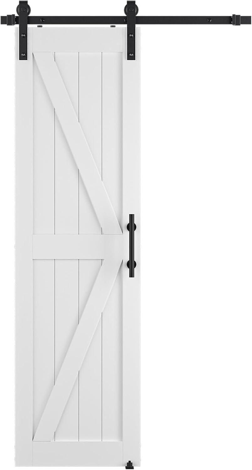 24'' x 84'' White Solid Wood K-Frame Barn Door Kit