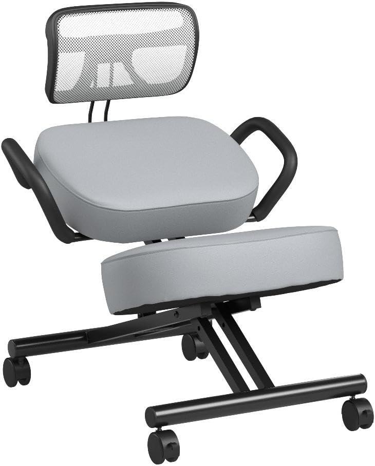 DRAGONN (By VIVO) Ergonomic Kneeling Chair with Back Support, Gray