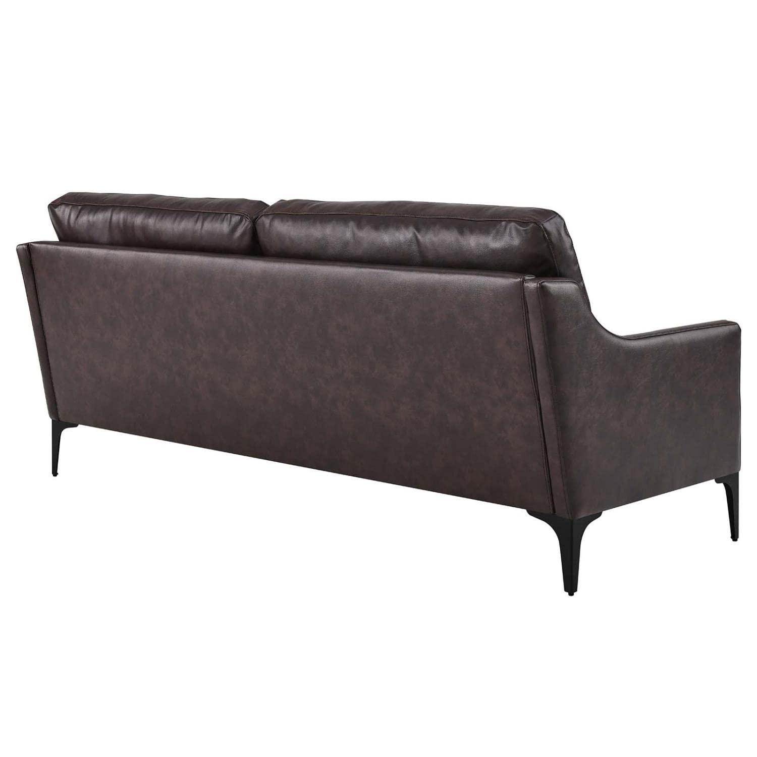 Corland Leather Sofa-EEI-6018-BRN