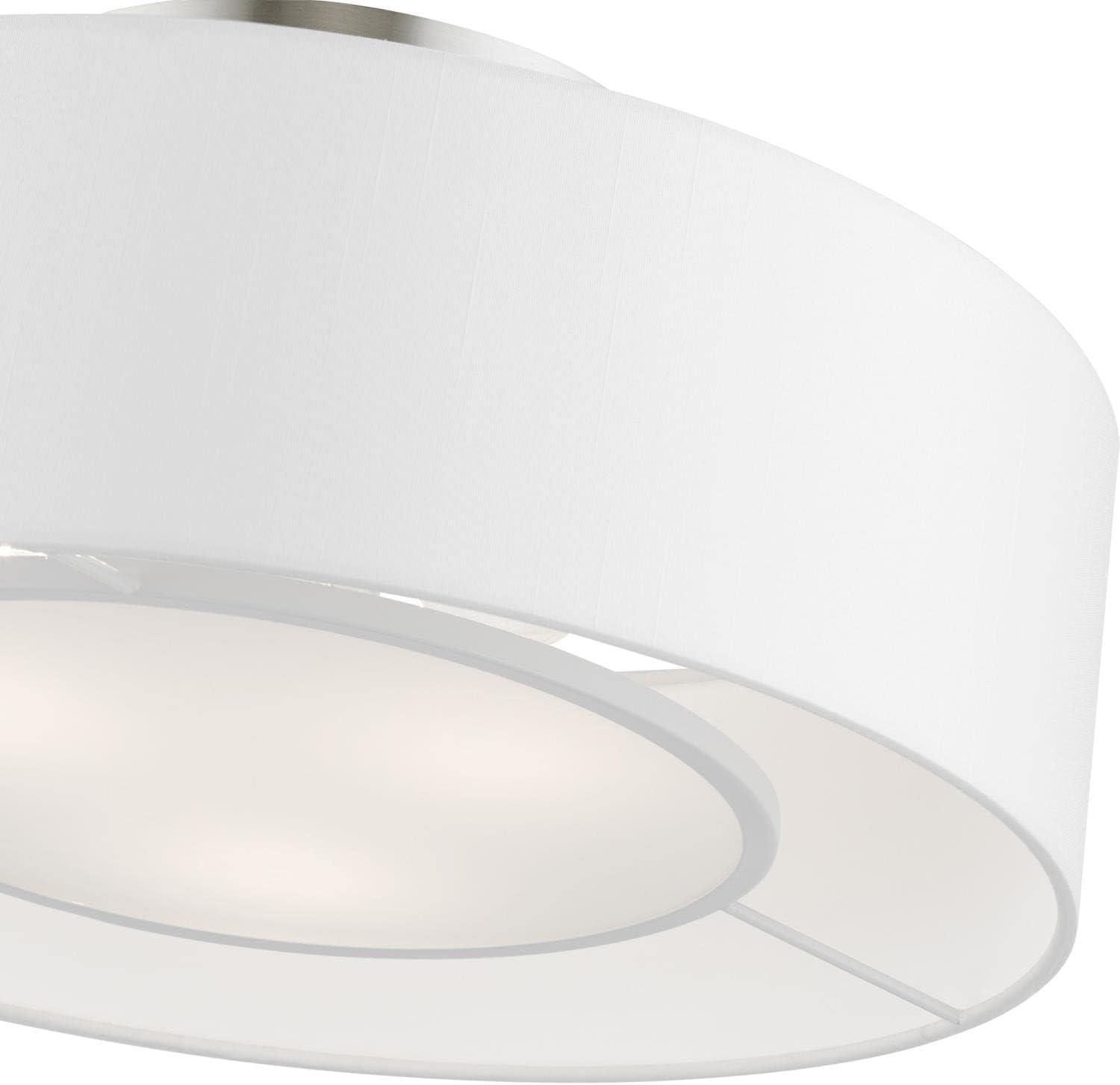 Livex Lighting Gilmore 3 - Light Semi-Flush Mount in  Brushed Nickel/Shiny White