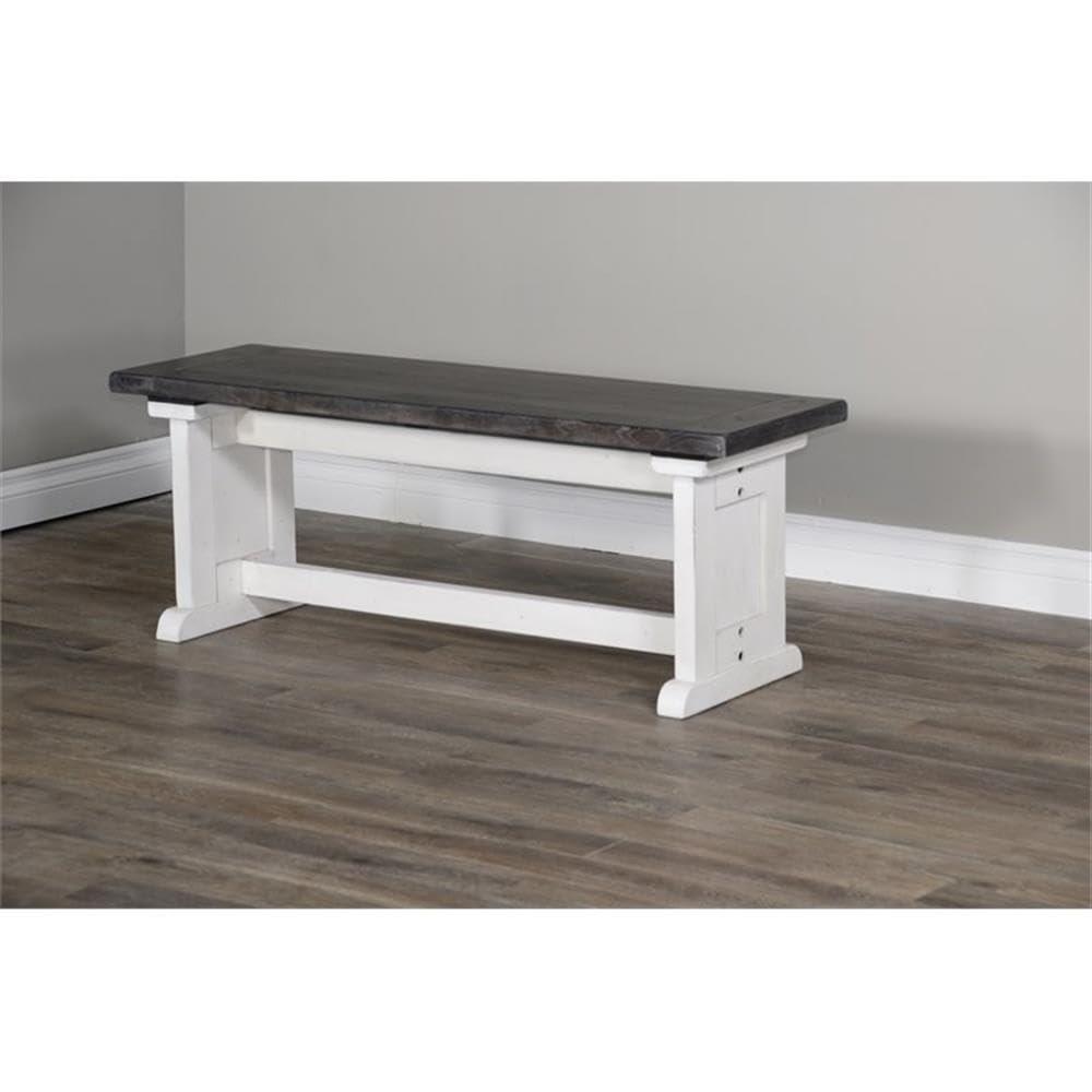 Sunny Designs Carriage House Wood Breakfast Nook Set in Off White Dark Brown
