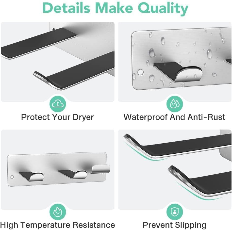 Hair Dryer Holder Wall Mount Compatible with Hair Dryer, 304 Stainless Steel Hair Dryer Blow Diffuser Holder Organizer Adhesive for The Bathroom, Silver