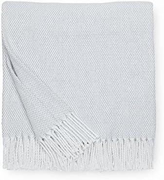 Rustic Gray Cotton Throw with Fringe Detail