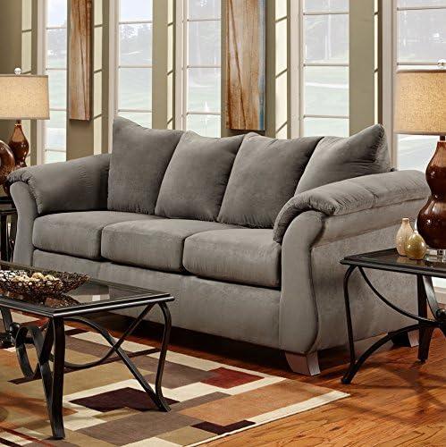 Roundhill Furniture Aruca Sensations Grey Microfiber Sofa and Loveseat Set