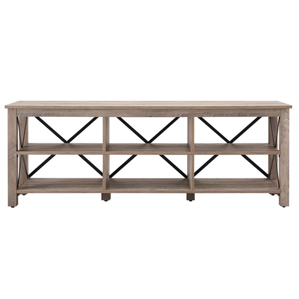 Evelyn&Zoe Sawyer Rectangular TV Stand for TV's up to 75", Gray Oak