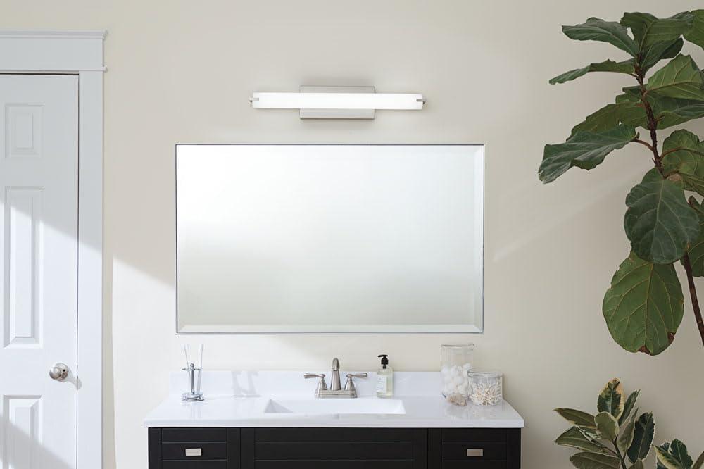 Kichler 25.5" 1 Light Brushed Nickel Integrated LED Vanity Light with White Acrylic Shade