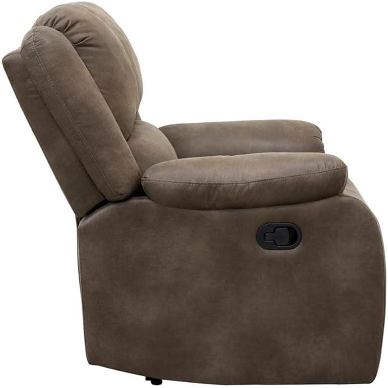 Lexicon Fairview Polished Microfiber Upholstered Manual Recliner in Brown