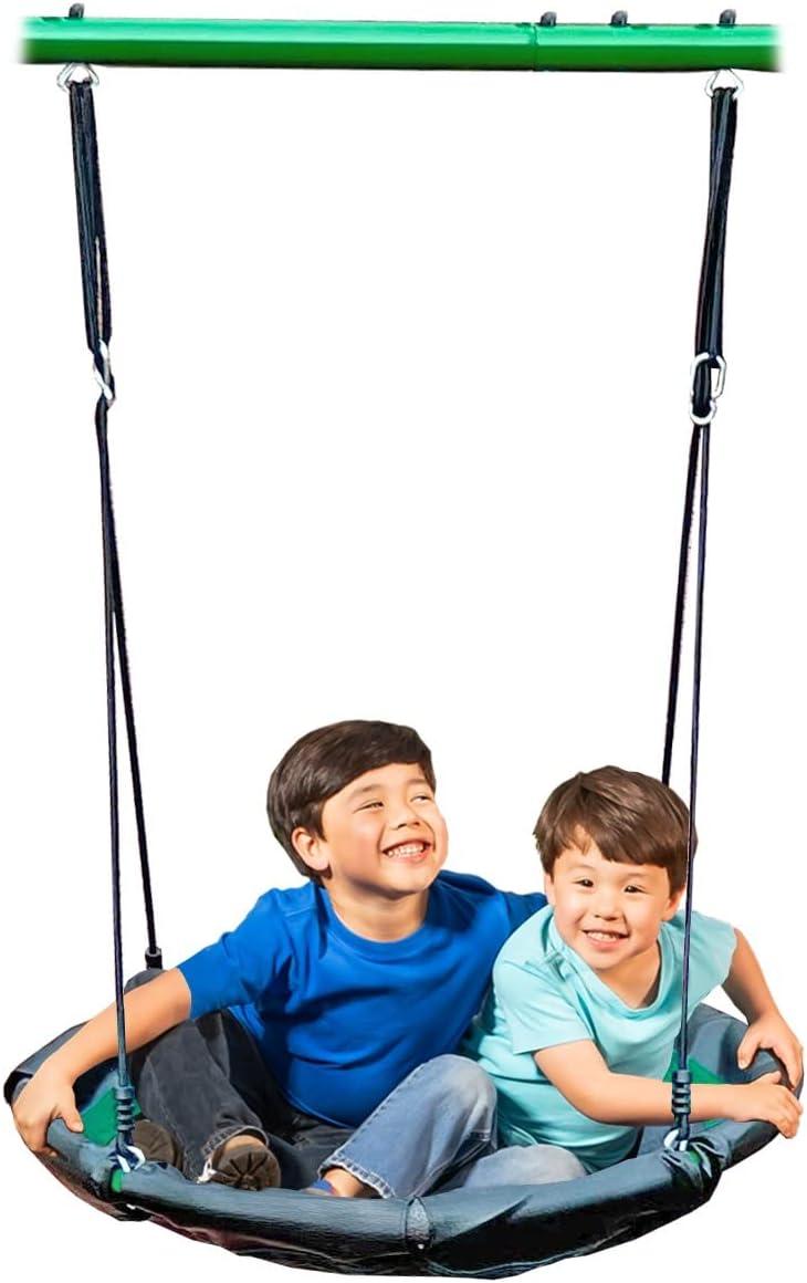 Green and White Alloy Steel Swing and Climbing Playset