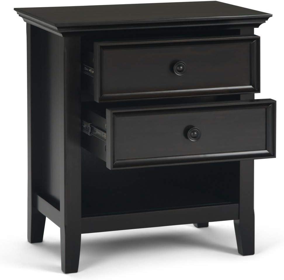 Simpli Home Amherst Wood 24" Transitional Bedside Nightstand Table in Hickory Brown