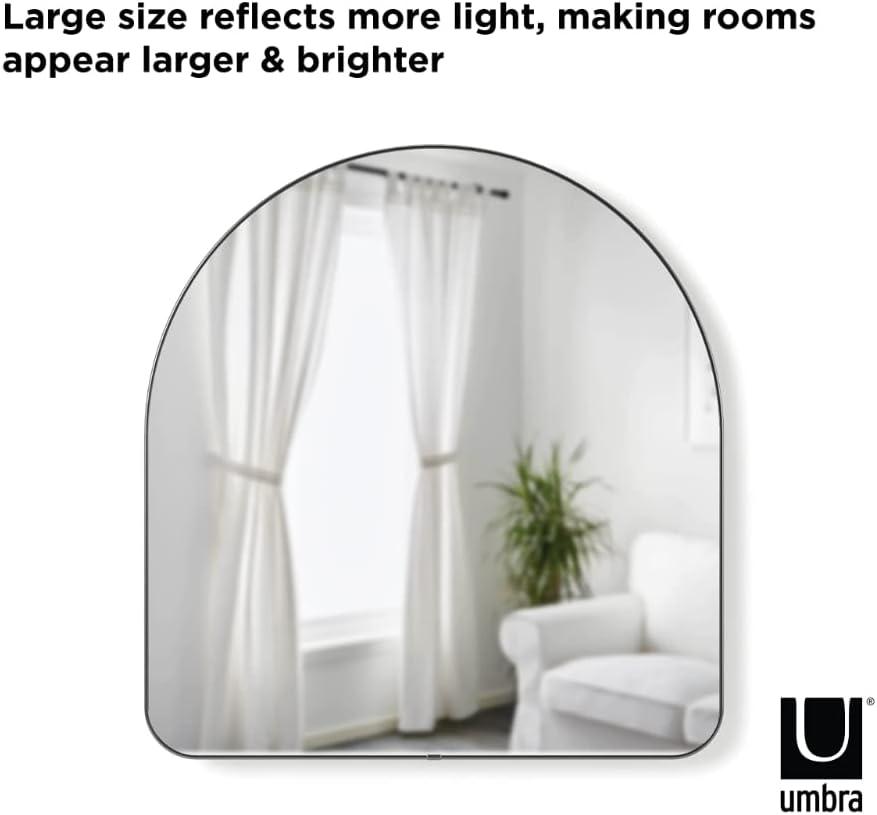34" x 36" Hubba Arched Mirror Metallic Titanium - Umbra: Modern Oval Wall Mount, No Assembly, Steel Frame