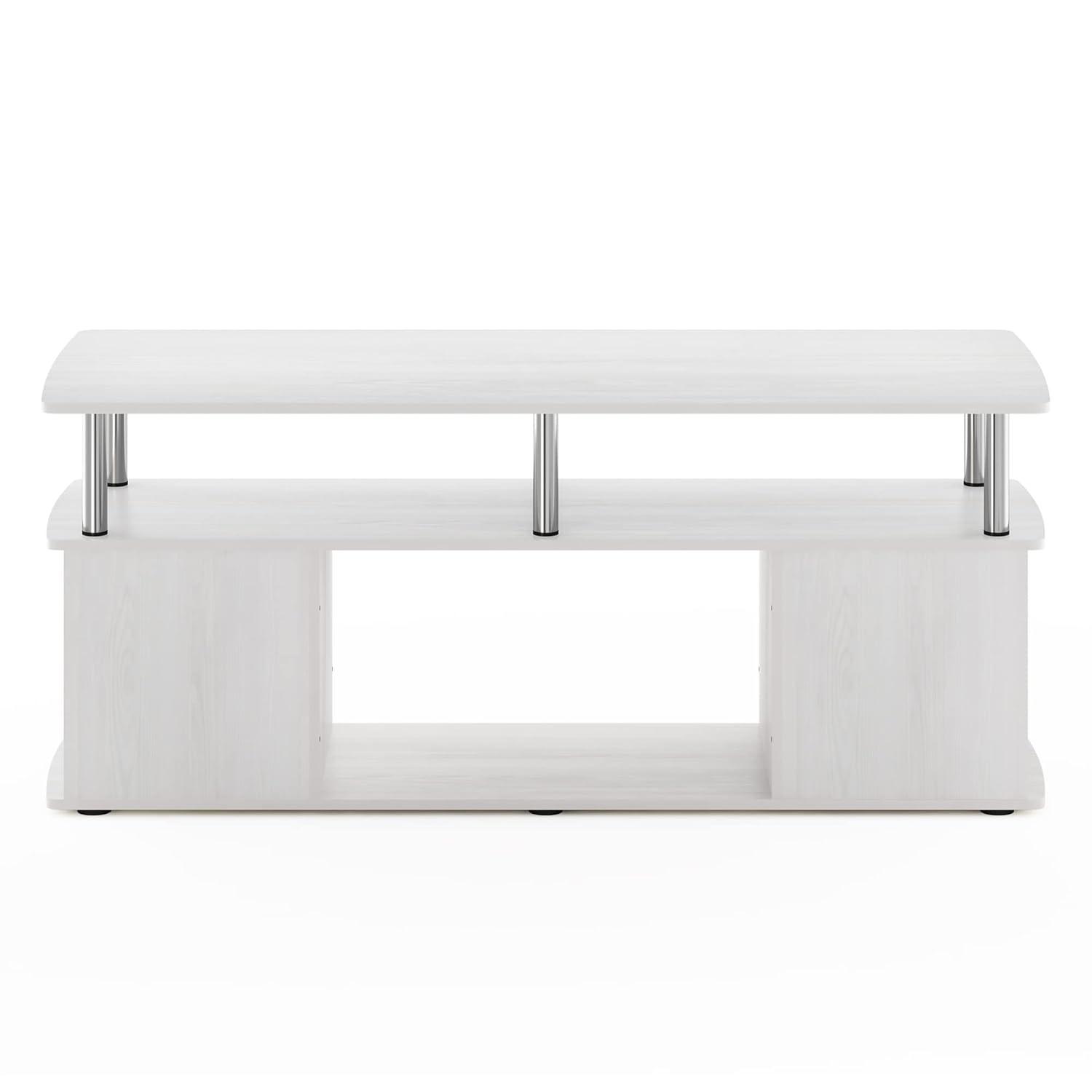 Furinno Modern TV Stand Media Entertainment Center for TV's up To 50" w/Open Storage Compartment for Living Room&Bedroom,White Oak
