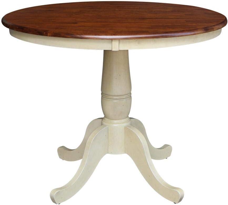 36'' Round Espresso and Almond Wood Pedestal Dining Table