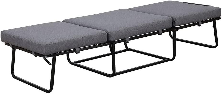 Gray Steel Folding Bed Ottoman with Storage