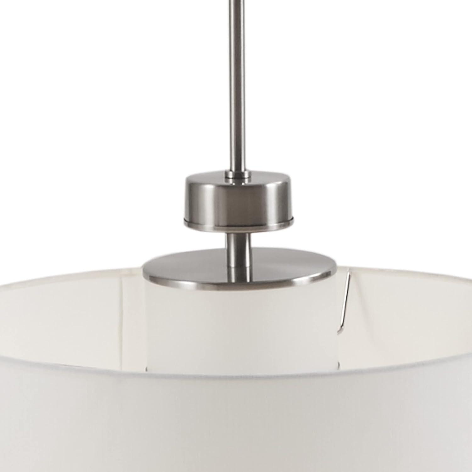 Urban Sophisticate White Linen & Glass LED Drum Pendant