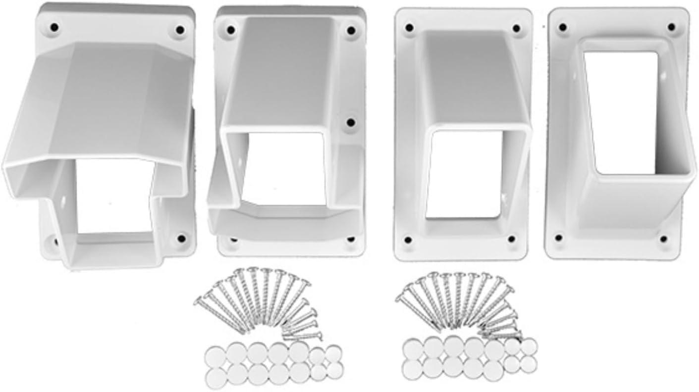 Weatherables Stair Vinyl Railing Brackets – Porch and Deck Railing Bracket Set for Stairs, Top & Bottom Classic Brackets for Yorkshire and Bolton Vinyl Railing Kit (White)