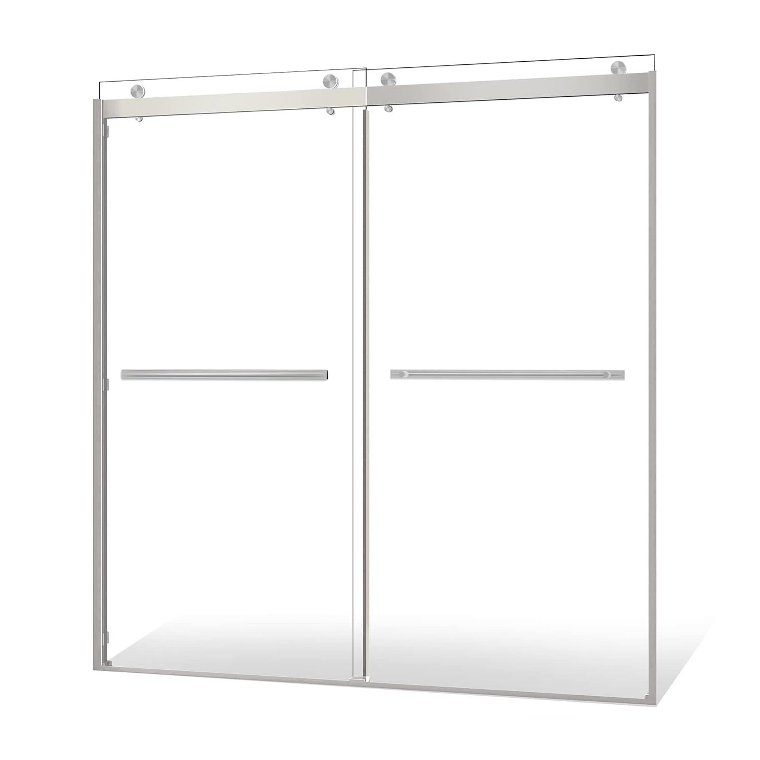 44" - 48" W 74” H Double Sliding Frameless Shower Door