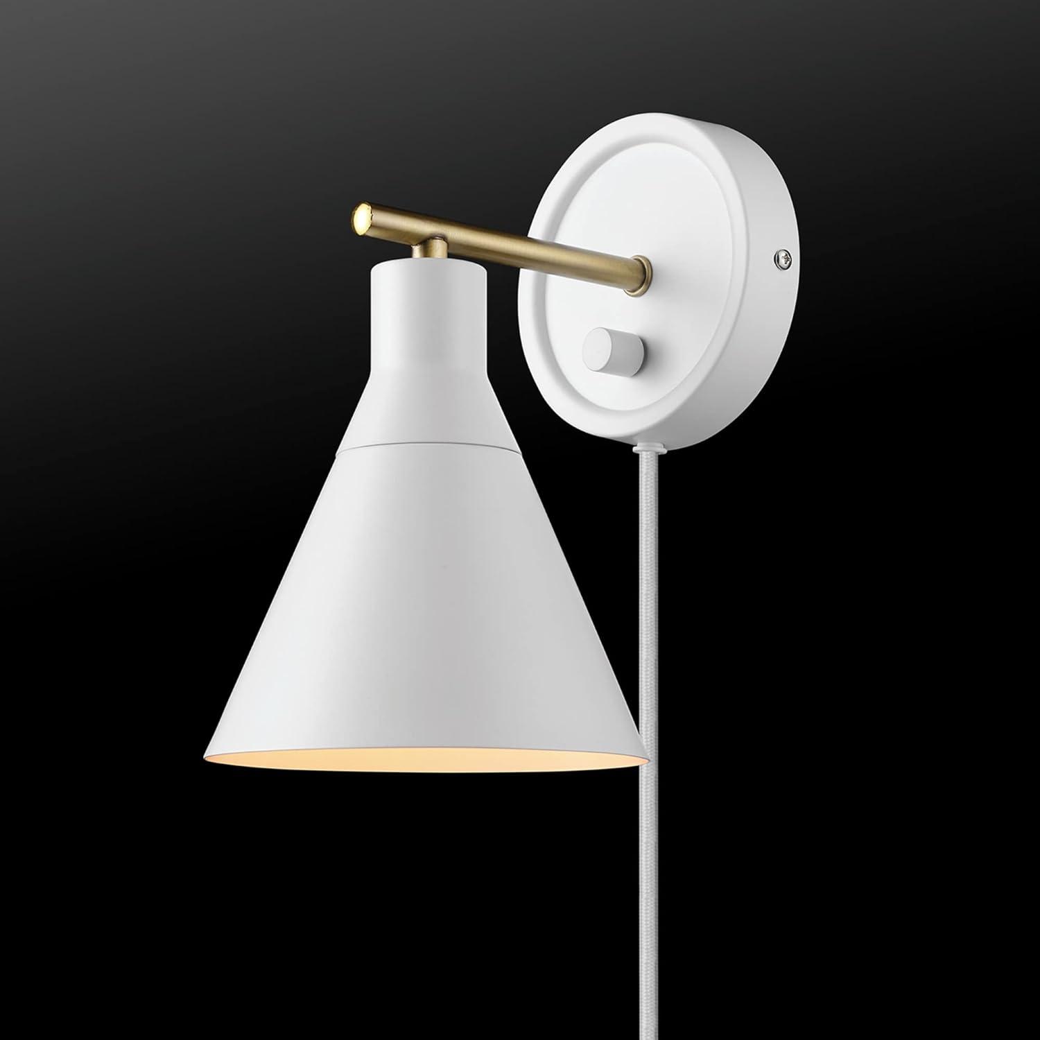 Matte White Brass Accent Dimmable Wall Sconce