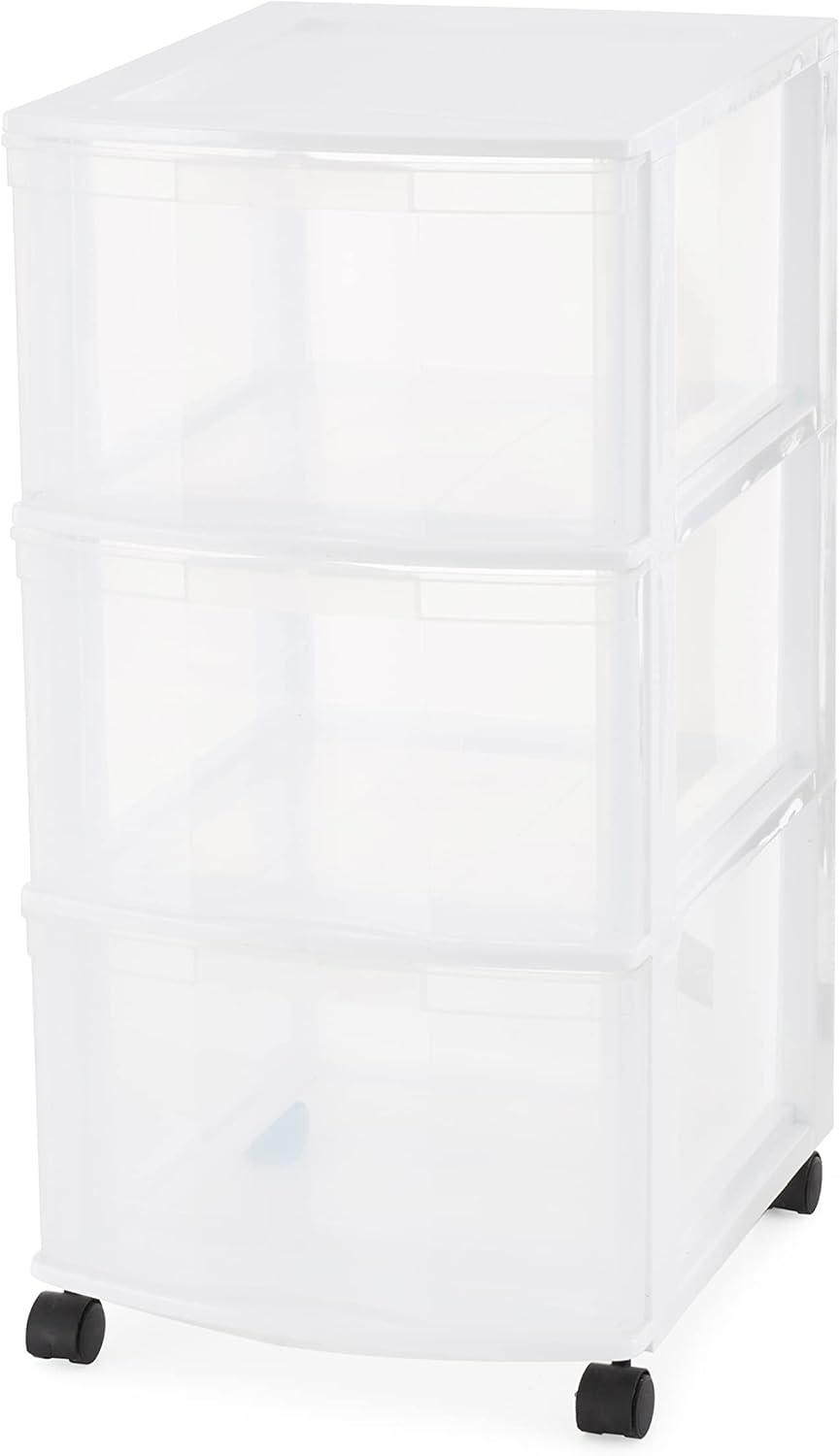 Gracious Living 3-Drawer Organizer Cart, Plastic Drawer Storage for Home or Office, White