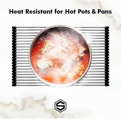 Strictly Sinks Stainless Steel Dish Drying Rack Polished Chrome Multipurpose Foldable Roll Up Rack
