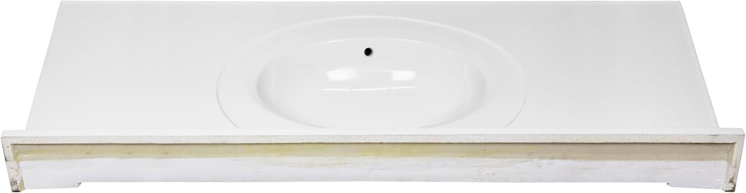 Cultured Marble Widespread Vanity Top – 49-Inch Single Bowl Sink 8-Inch Widespread with Integrated Backsplash – Reinforced Packaging – Solid White, Design House, 586388