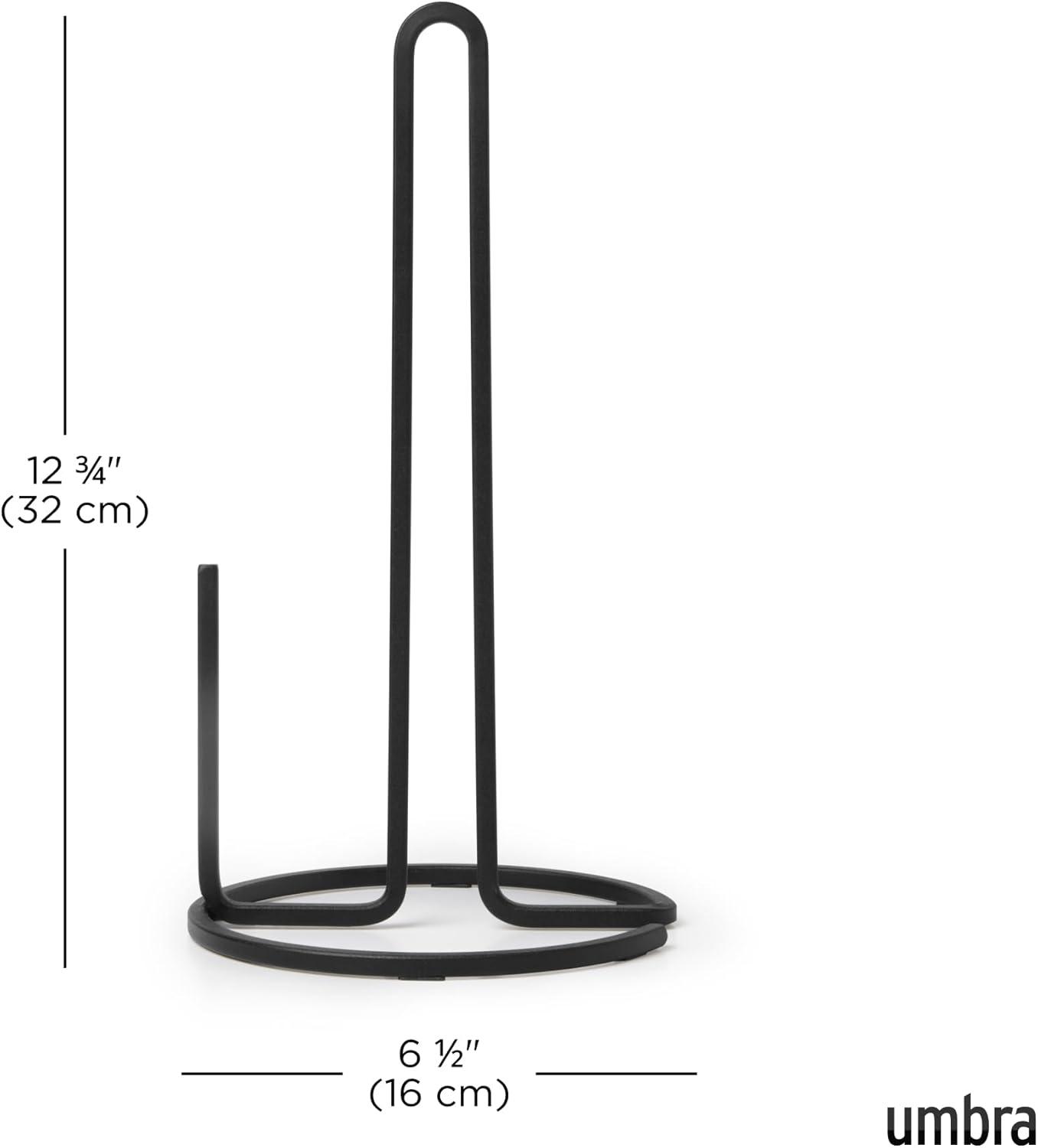 Umbra Squire Paper Towel Holder for Kitchen, Bent Metal Wire Looks Like Cast Iron, Black