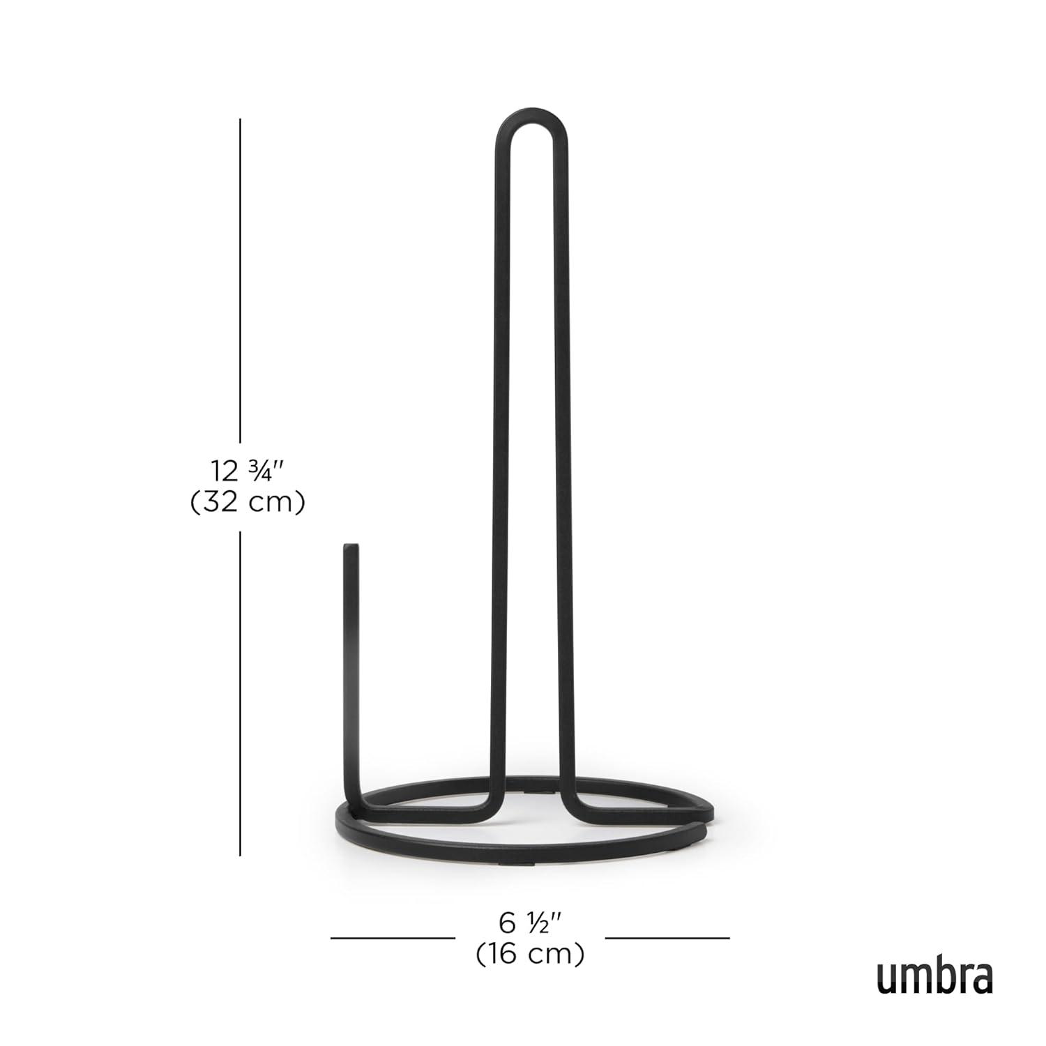 Umbra Squire Paper Towel Holder for Kitchen, Bent Metal Wire Looks Like Cast Iron, Black