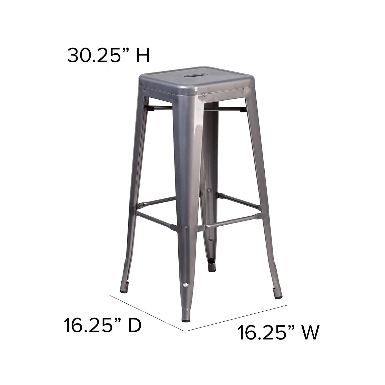 Lincoln 30'' Clear Coated Metal Stackable Barstool - Set of 4