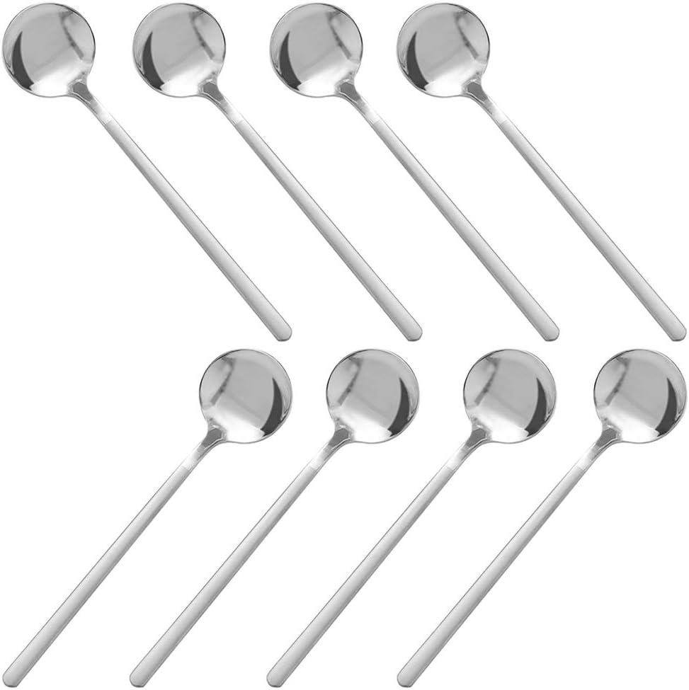 Pack of 8, Stainless Steel Espresso Spoons, Mini Teaspoons Set for Coffee Sugar Dessert Cake Ice Cream Soup, 14.8CMsilvery