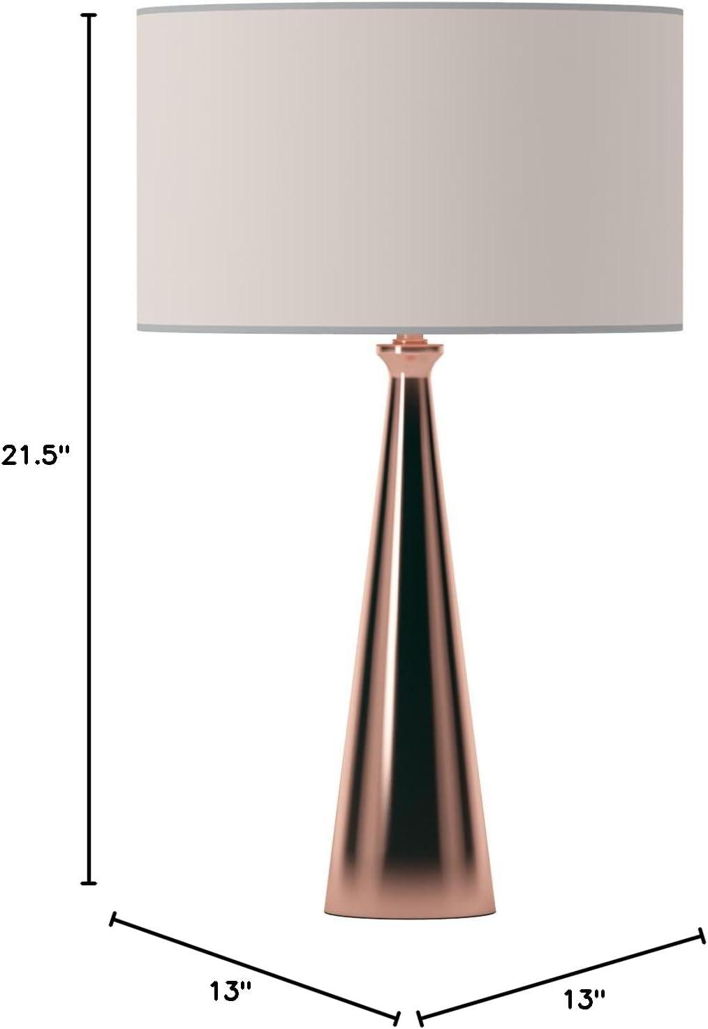 Copper Tapered Base Table Lamp with White Linen Shade