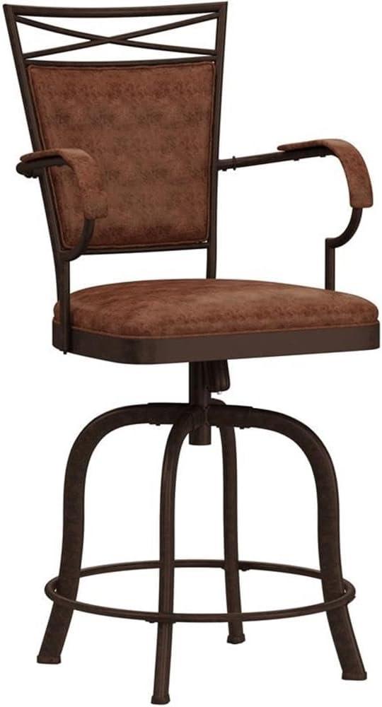 Bridgetown Swivel Counter Stool in Aged Bronze with Faux Leather