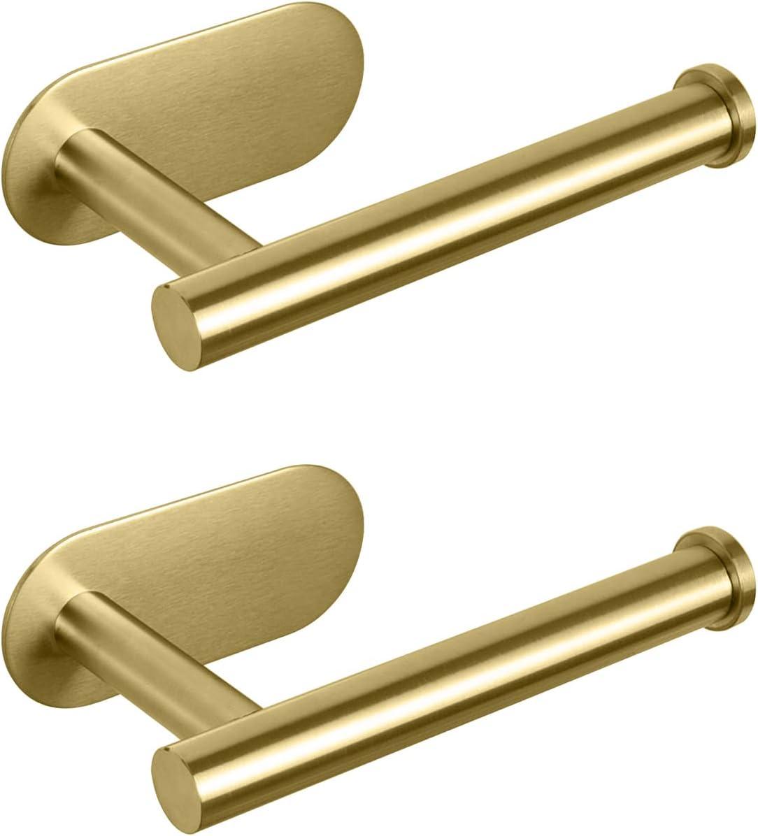 Brushed Gold Stainless Steel Adhesive Toilet Paper Holder