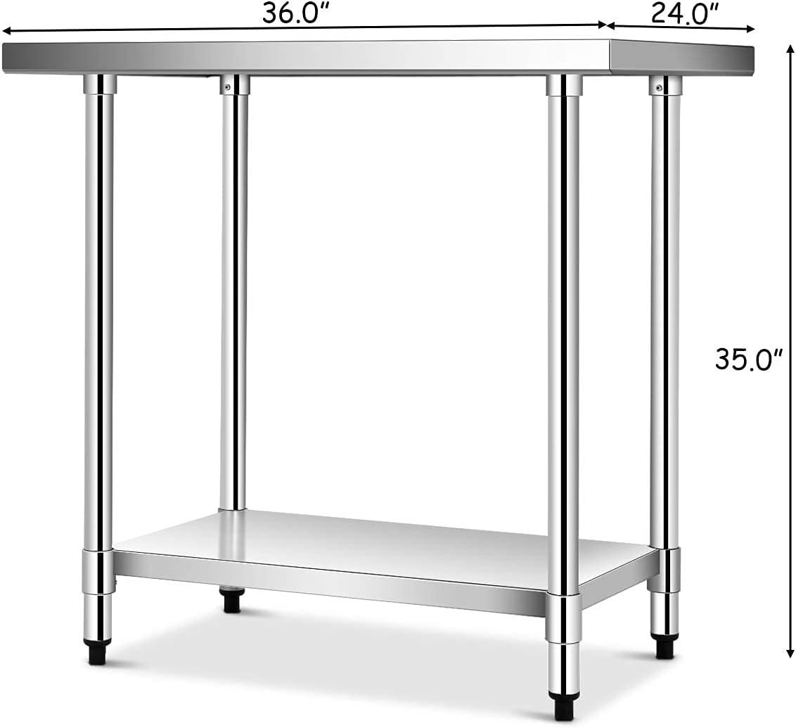 Gymax Stainless Steel 36'' L x 24'' W x 35'' H Work Table