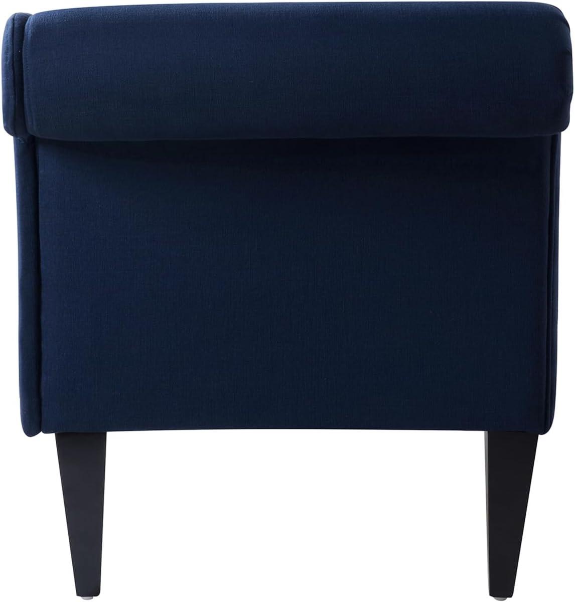 Harrison Tufted Roll Arm Chaise Lounge, Midnight Blue