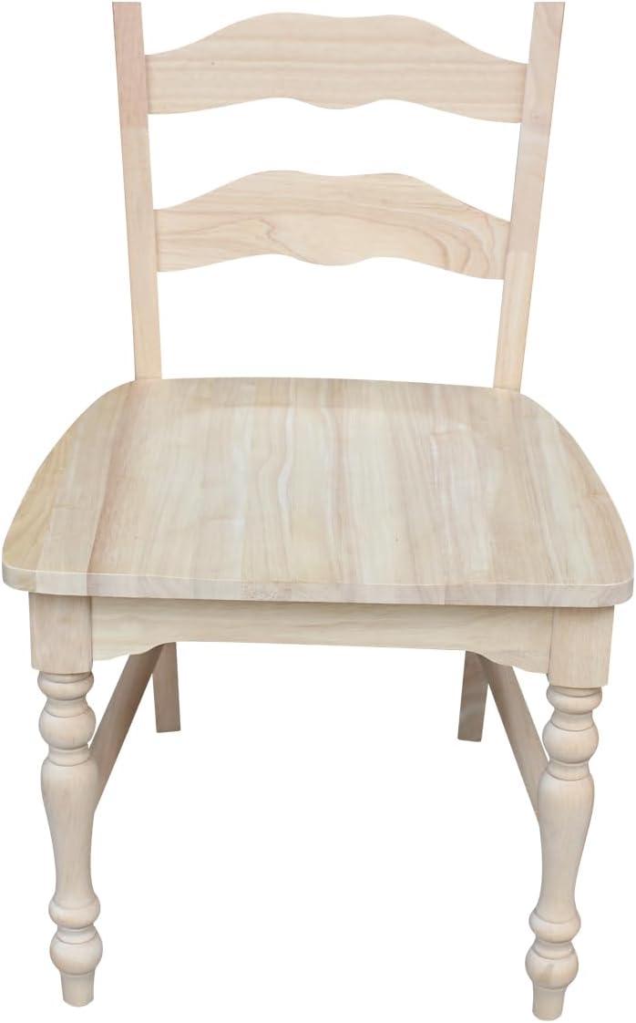 International Concepts Set of 2 Maine Ladderback Chair Unfinished : Hardwood Frame, Armless Design, 225 lb Capacity