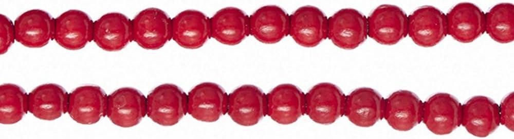 Kurt Adler Wooden Round Beaded Garland, Red, 9ft