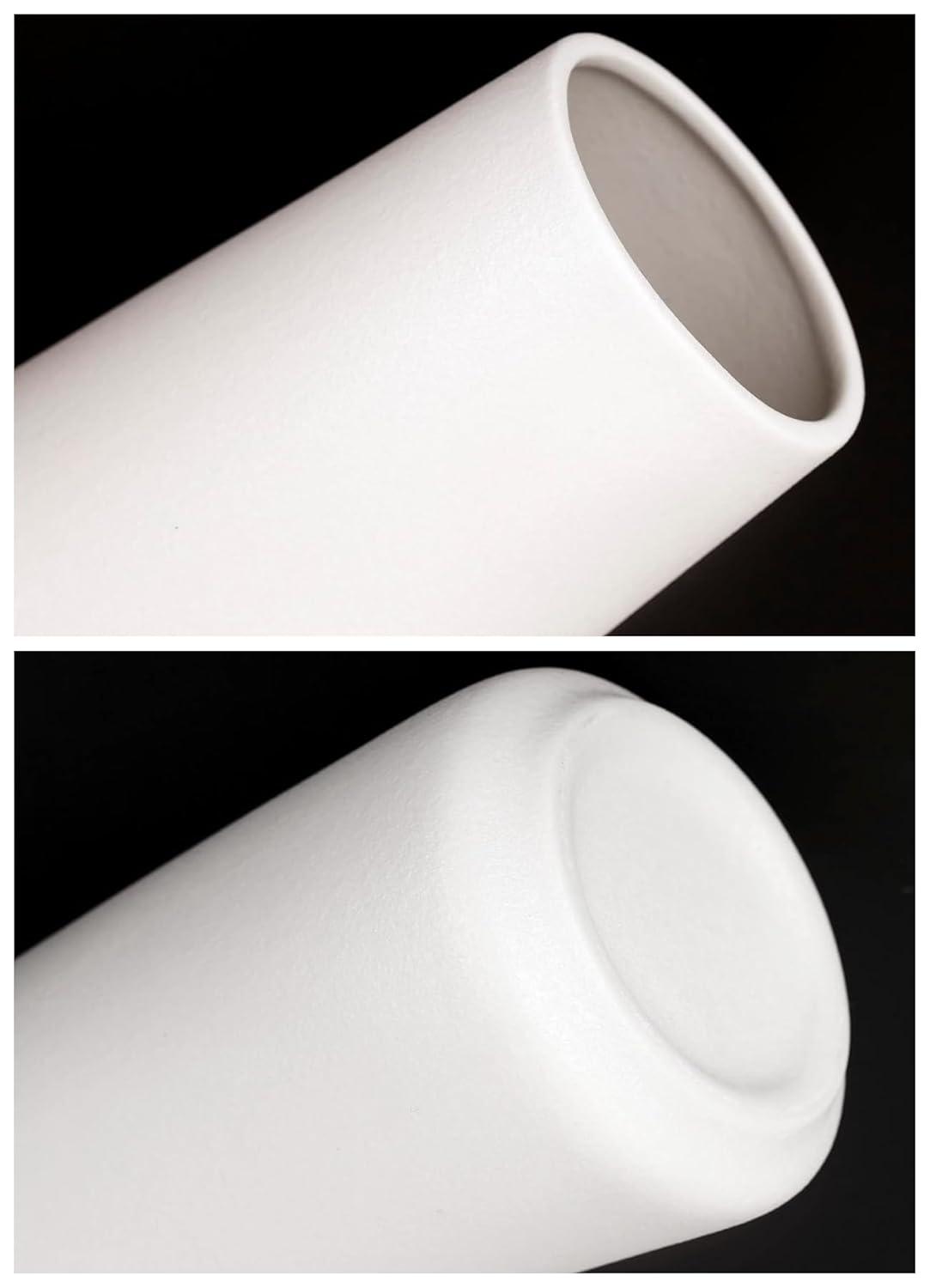 Simple Vase for Flowers Plants, Matte Vases for Modern Table Shelf Home Decor Wedding Boho Decor, 6" H Frosted Elegant Ceramic Vase for Pampas Grass Fluffy Stem Bouquet Lavender Flowers (White, 1)