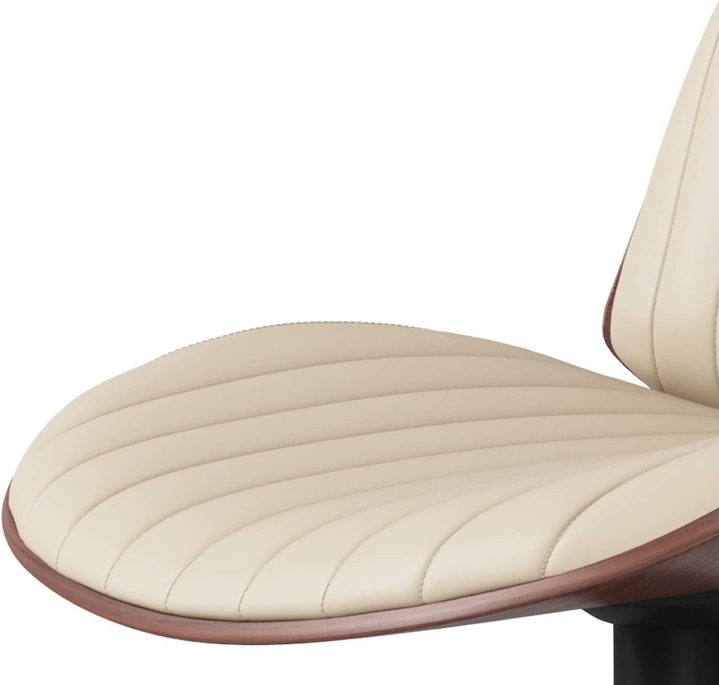 Simpli Home Goulding Adjustable Swivel Upholstered Mid-Century Modern Bar Stool with Hydraulic Lift and Footrest