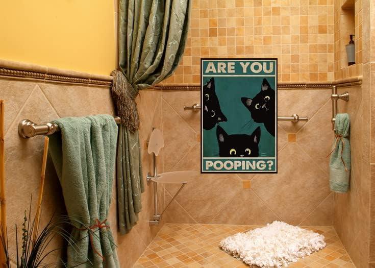 Black Cat Are You Pooping Funny Tin Signs Bathroom Wall Decor 8 x 12 Inch (918)