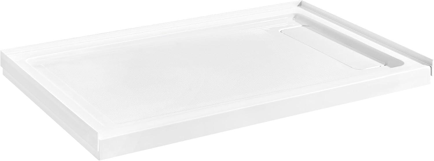 OVE Decors 48" x 36" Rectangle Shower Base Pan, White Acrylic, Hidden Side Drain, Reversible Design