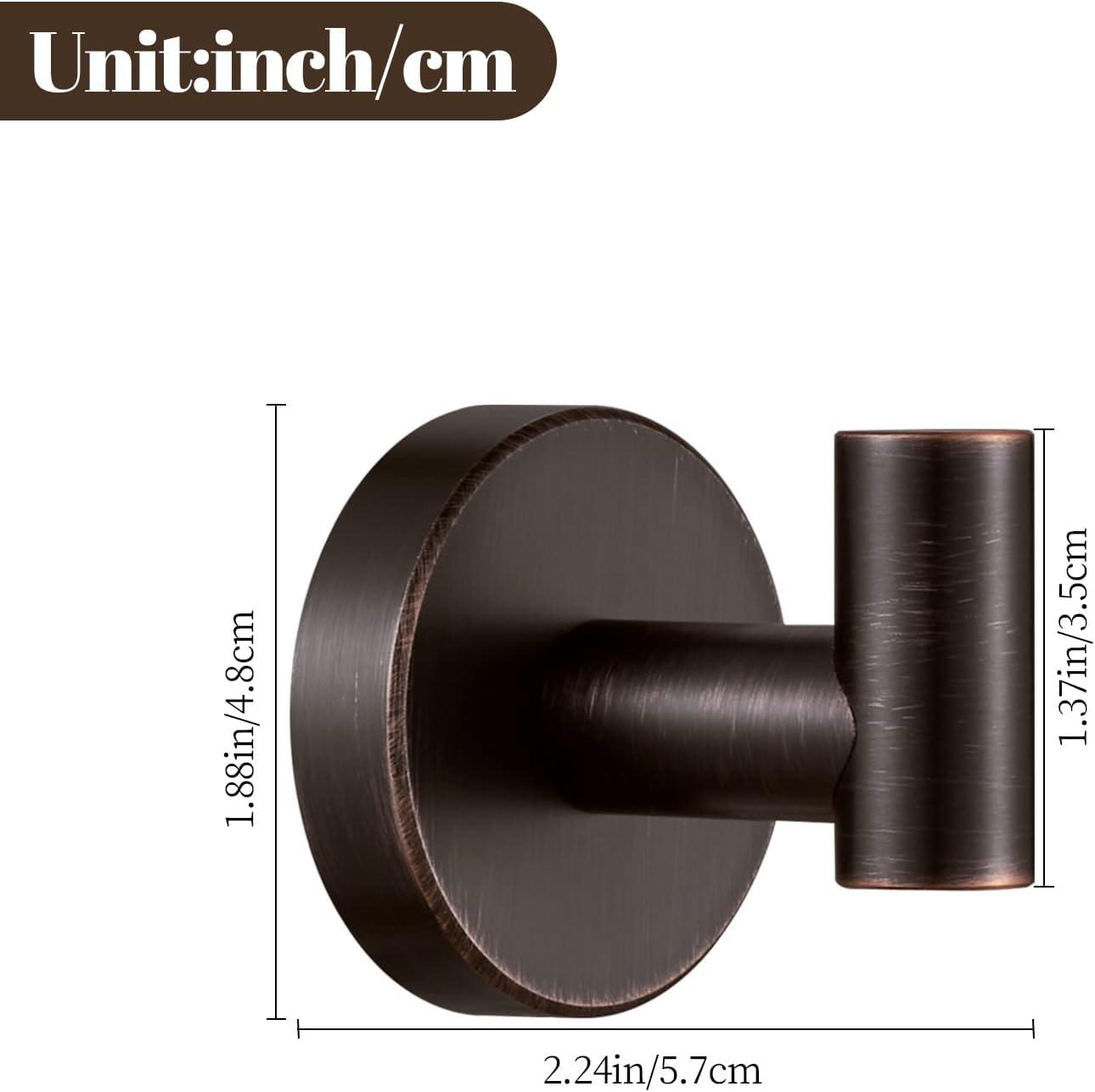 Oil Rubbed Bronze Wall Mounted Double Robe Hooks, 2-Pack