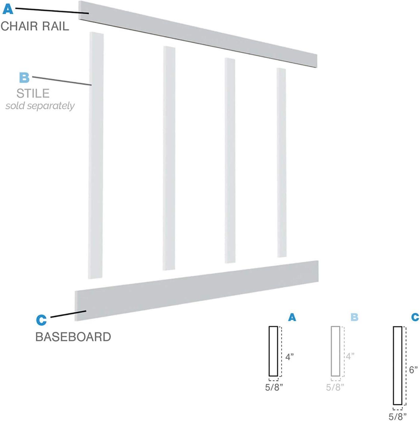 Ekena Millwork Classic Wainscot Systems 3.5'' H x 96'' W x 0.63'' D PVC Wainscot Paneling Kit