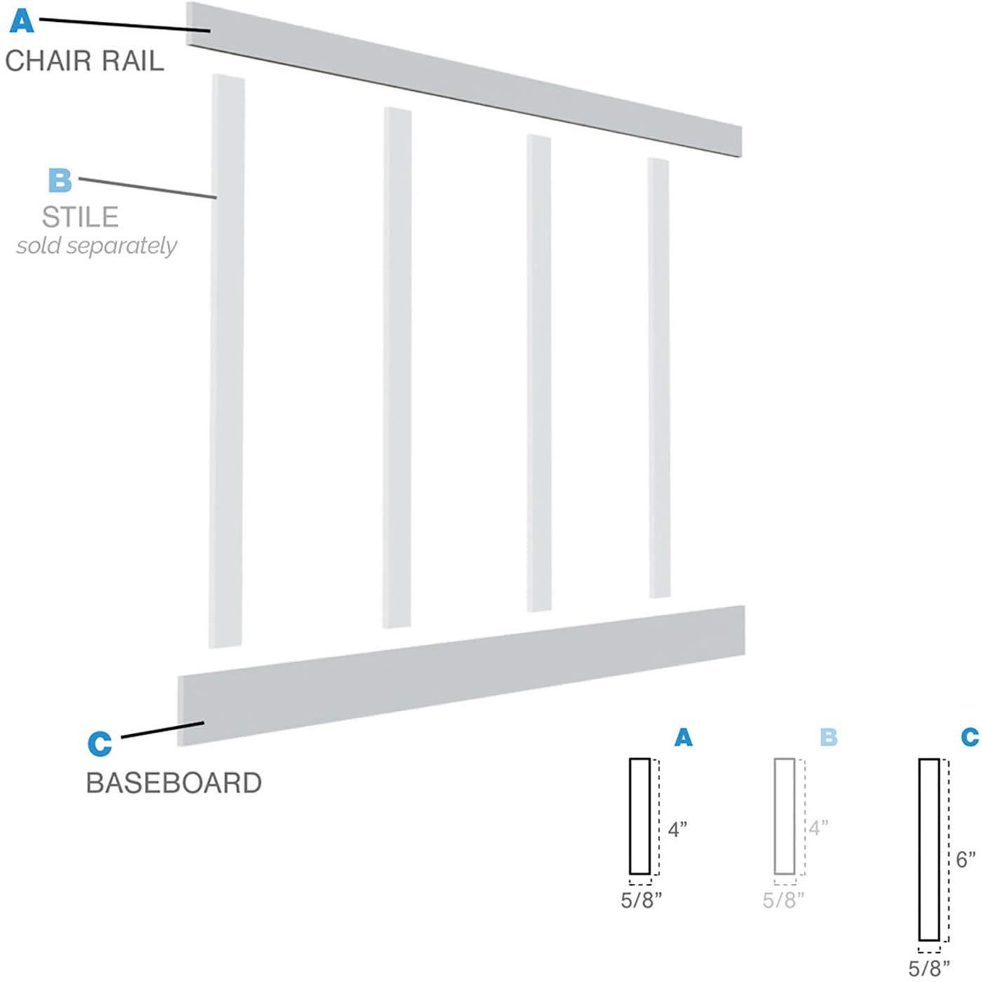 Ekena Millwork Classic Wainscot Systems 3.5'' H x 96'' W x 0.63'' D PVC Wainscot Paneling Kit